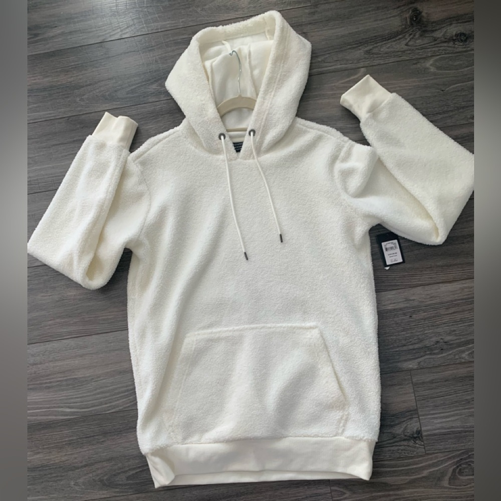 NWT Men’s Sherpa fuzzy cream soft pullover hoodie Small